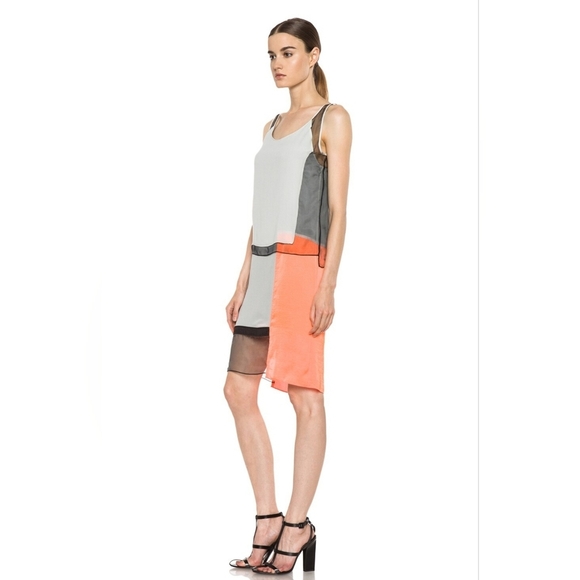 Helmut Lang Colorblock Chroma Draped Dress Size 2 - Picture 2 of 8